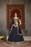 Gorgeous Navy Blue Sequins Embroidered Net Semi Stitched Party Lehenga ClothsVilla
