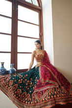 Load image into Gallery viewer, Green Lehenga Choli Indian Wedding Wear Lehnga Choli Stylish Foil Mirror Work Readymade Ghagra Choli Party Wear Bollywood Designer Lahangas ClothsVilla