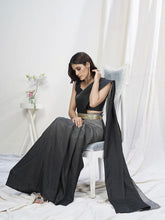 Load image into Gallery viewer, Grey-Black Ready to Wear One Minute Lycra Saree ClothsVilla