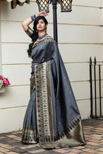 Load image into Gallery viewer, Grey Banarasi Silk Festival Wear Saree With Blouse ClothsVilla