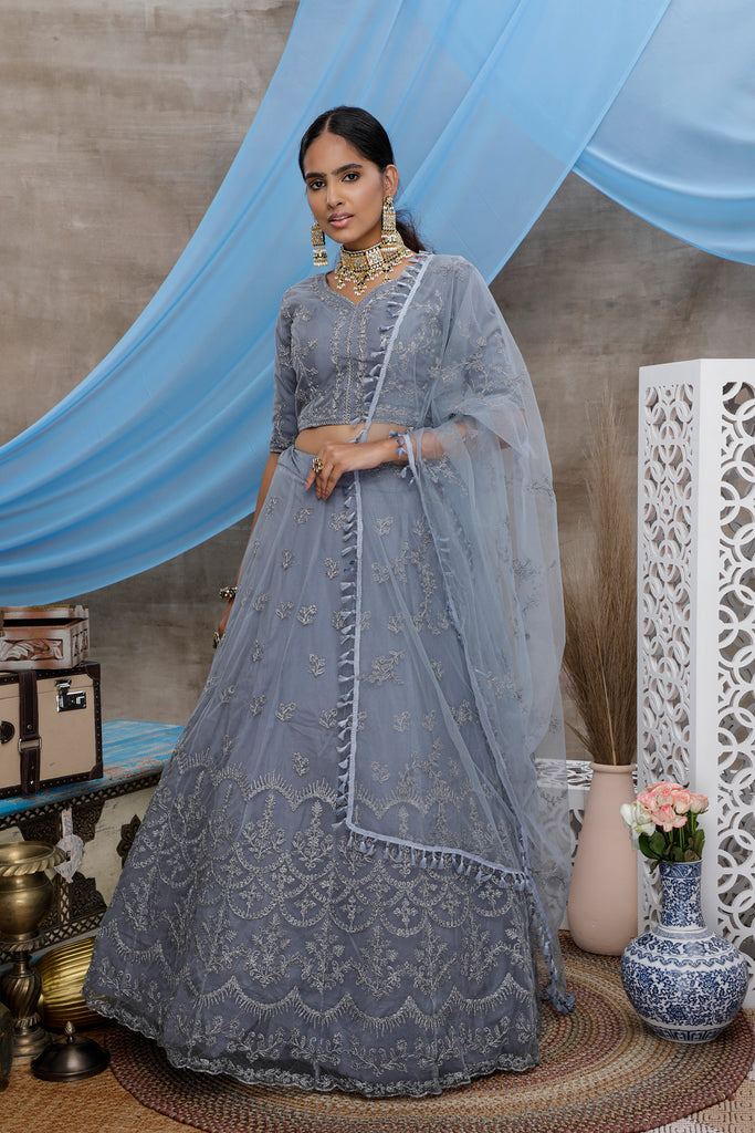 Grey Lehenga choli For women,wedding bridal wear lengha choli custom made party wear, Bollywood Style ClothsVilla