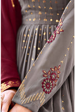 Load image into Gallery viewer, Grey Georgette Thread And Sequins Embroidered Kurta Palazzo Set ClothsVilla.com