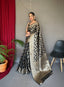 Black Jhalak Cotton Linen Jaal Woven Saree Clothsvilla