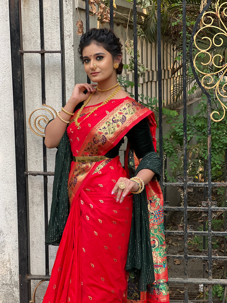 Anushka Pimputkar in Red Paithani Silk Woven Saree Clothsvilla