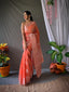 Linen Silver Zari Woven Saree Peach Clothsvilla
