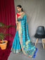 Bandhej Patola Silk Woven Saree Pacific Blue Clothsvilla