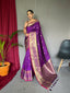 Grape Purple Saree in Soft Silk Multi Color Zari Woven Clothsvilla