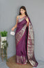 Soft Silk Woven Checks Purple Clothsvilla