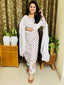 White Cotton Printed suit with attractive Lace Border ClothsVilla