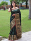 Sangam Soft Silk Saree Three Colored Zari Woven Saree Dark Green Clothsvilla