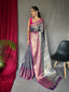 Smokey Grey Saree in Kanjeevaram Silk Clothsvilla