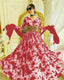 Digital Printed Red Color Georgette Gown With Belt Clothsvilla