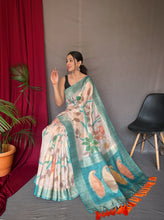 Load image into Gallery viewer, Powder Blue Saree in Pure Chanderi Banarasi Silk Clothsvilla