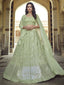 Pista Green Georgette Partywear Lehenga Choli Clothsvilla