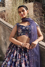 Load image into Gallery viewer, Indian Ethnic Wear Purple Georgette Embroidered with Printed Lehenga Choli ClothsVilla.com