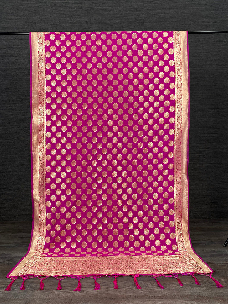 Rani Pink Color Weaving Zari Work Jacquard Paithani Dupatta With Tassels Clothsvilla