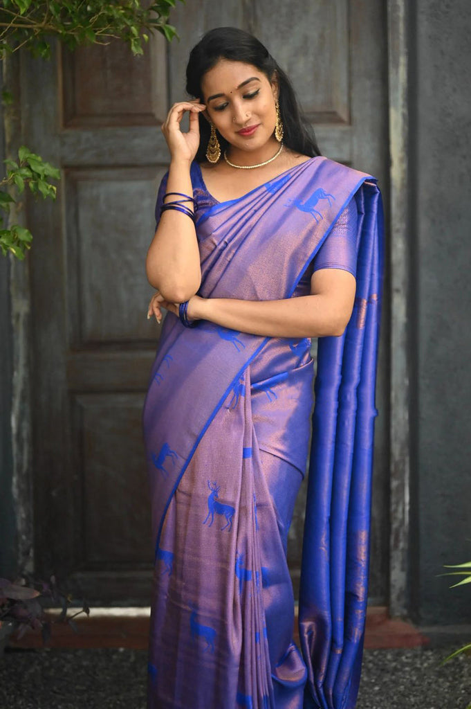 Snappy Royal Blue  Soft Silk Saree With Smashing Blouse Piece KP
