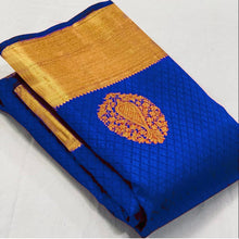 Load image into Gallery viewer, Trendy Royal Blue Soft Banarasi Silk Saree With Lissome Blouse Piece KPR