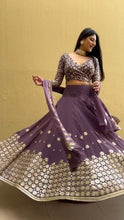 Load image into Gallery viewer, Latest Dusty Purple Georgette Sequence Embroidered Wedding Lehenga Choli ClothsVilla