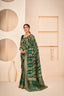 Lavish Half Sleeves Blouse Dark Green Color Banarasi Silk Fabric Saree ClothsVilla