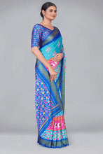 Load image into Gallery viewer, Sky Blue Patola With Digital Printed Saree Clothsvilla