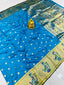 Sensational Firozi Paithani Silk Saree With Engrossing Blouse Piece Manzar-Paithani Silk