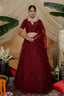 Maroon Lehenga Choli Thread embroidered with stone pasting And Bridal Net, Party Wears, Bridesmaid, Indian Tradition Function Lehenga Choli ClothsVilla