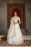 Marvelous White Sequins Embroidered Net Semi Stitched Wedding Lehenga ClothsVilla