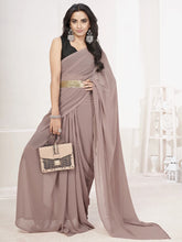 Load image into Gallery viewer, Mauve Ready to Wear One Minute Lycra Saree ClothsVilla