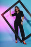 Navy Blue Fancy Fabric Self Design Co-Ord Set For Women ClothsVilla.com