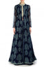 Navy Blue Indian Georgette Gown For Indian Festival & Weddings - Print Work, Zari Work Clothsvilla