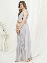 Load image into Gallery viewer, Off White Ready to Wear One Minute Saree In Satin Silk Clothsvilla