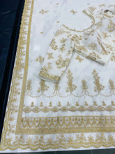 Load image into Gallery viewer, Off-White Half Sleeves Organza Silk Saree Clothsvilla
