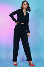 Load image into Gallery viewer, Party Wear Navy Blue Fancy Fabric Self Design Co-Ord Set ClothsVilla