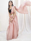 Pastel Pink Pre-Stitched Blended Silk Saree ClothsVilla