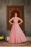 Pastel Pink Metallic Foil Taffeta Party Wear Gown ClothsVilla