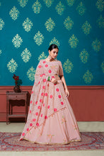 Load image into Gallery viewer, Peach Embroidered Georgette Party Wear Lehenga Choli ClothsVilla