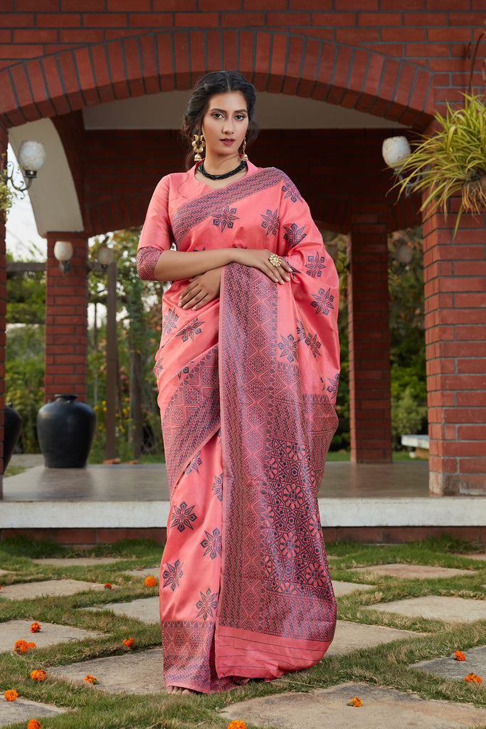 Pink Color Function Wear Trendy Weaving Work Saree In Art Silk Fabric ClothsVilla