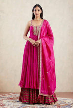 Load image into Gallery viewer, Pink Gown Palazzo Set in Faux Georgette with Embroidery Sequence Work ClothsVilla
