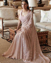Load image into Gallery viewer, Pink Saree in Georgette With Sequence and Zari Work Clothsvilla