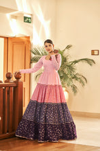 Load image into Gallery viewer, Pink Semi Stitched Georgette Foil Print Long Gown ClothsVilla