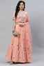 Pink Cotton Multi Embroidered Work Lehenga Choli ClothsVilla.com