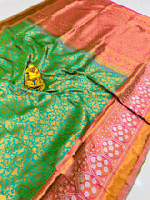 Load image into Gallery viewer, Designer Sea Green Kanjivaram Silk Saree With Murmurous Blouse Piece Policona-Kanjivaram Silk