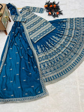 Load image into Gallery viewer, Preferable Teal Blue Color Sequence Embroidered Lehenga With Top Clothsvilla