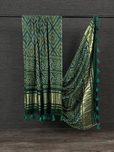 Load image into Gallery viewer, Green Color Digital Bandhej Printed Pure Gaji Silk Dupatta Clothsvilla