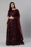 Purple Sequins Embroidered Velvet Wedding Lehenga Choli ClothsVilla.com