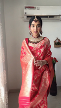 Load image into Gallery viewer, Classic 1-Minute Ready To Wear Red Soft Silk Saree RTW