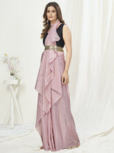 Load image into Gallery viewer, Rose Pink Ready to Wear One Minute Saree In Satin Silk ClothsVilla