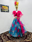 Ruffle Style Pink with Sky Blue Color Organza Lehenga Choli Clothsvilla