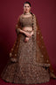 Floral Net Brown Lehenga With Embroidered And Thread Work Clothsvilla